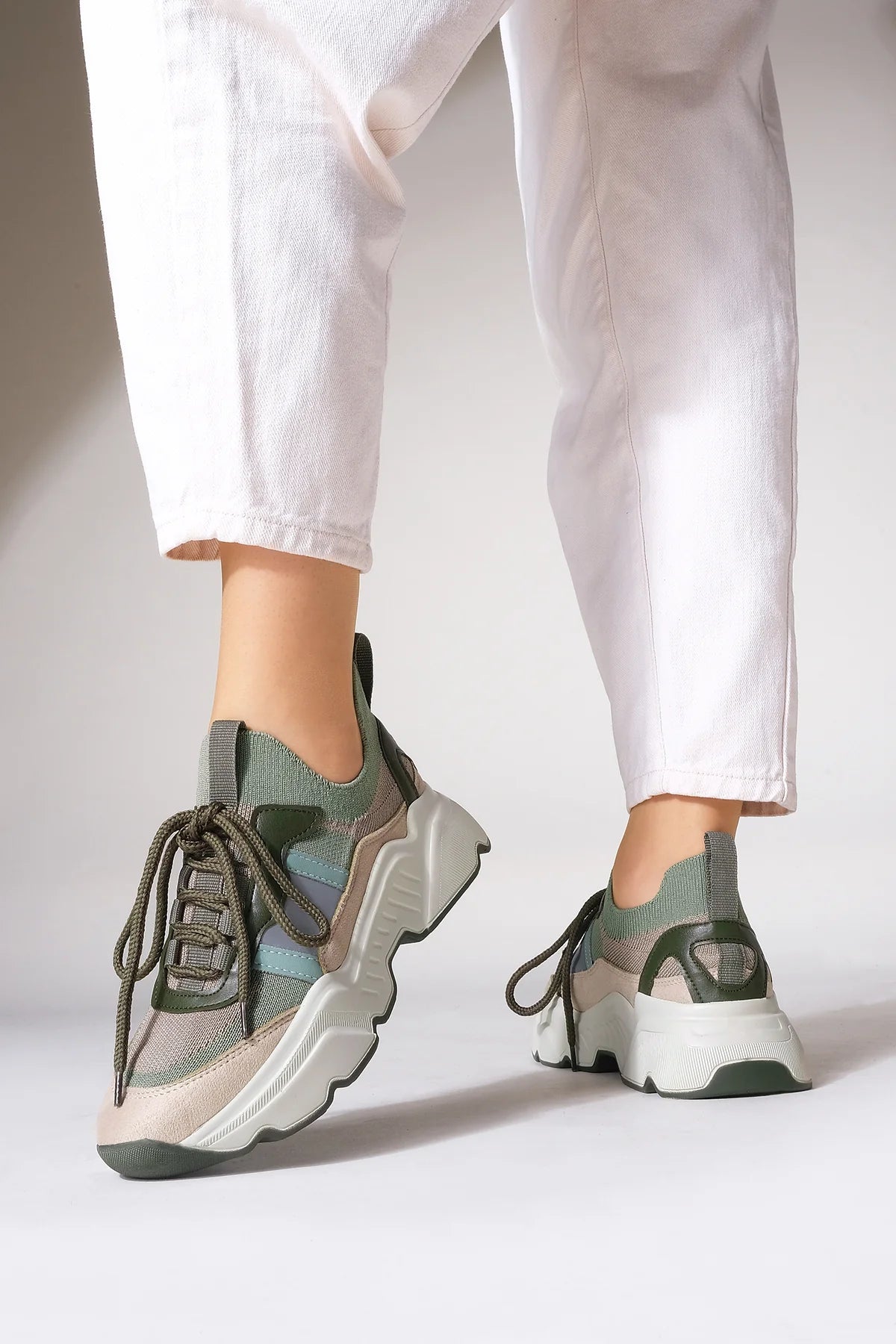 Women's Sneaker Knitted Sports Shoes Volente - Dark green