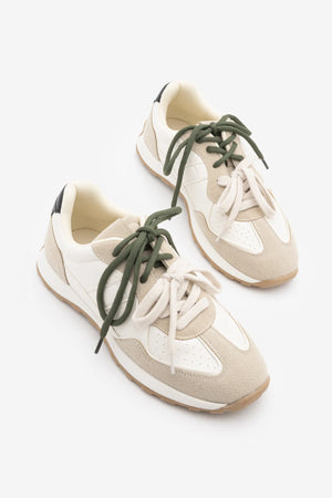 Asune White Multi-Panel Lace-Up Casual Women's Sneakers