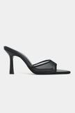 Noir Black Mesh Ankle Strap Women’s Thin-Heel Slippers