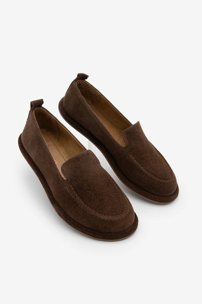 ZINLEY Coffee Suede Genuine Leather Women’s Loafer Shoes