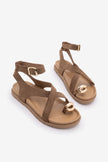ROLISE Camel Suede Genuine Leather Toe-Post Women's Sandals