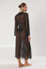 Black Maxi Ruffle Woven Collar Detailed Beach Dress