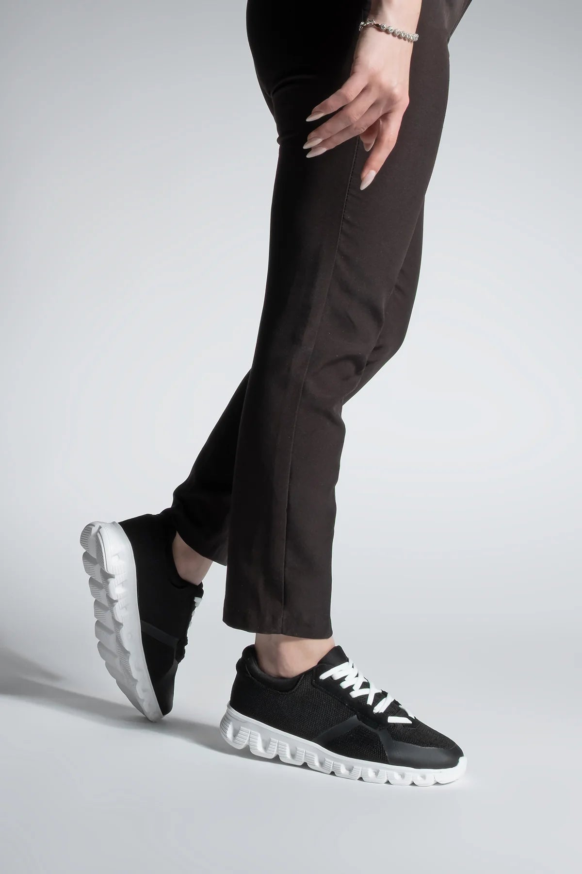 Women's Sneaker Knitted Tricot Sports Shoes Fenlas - Black