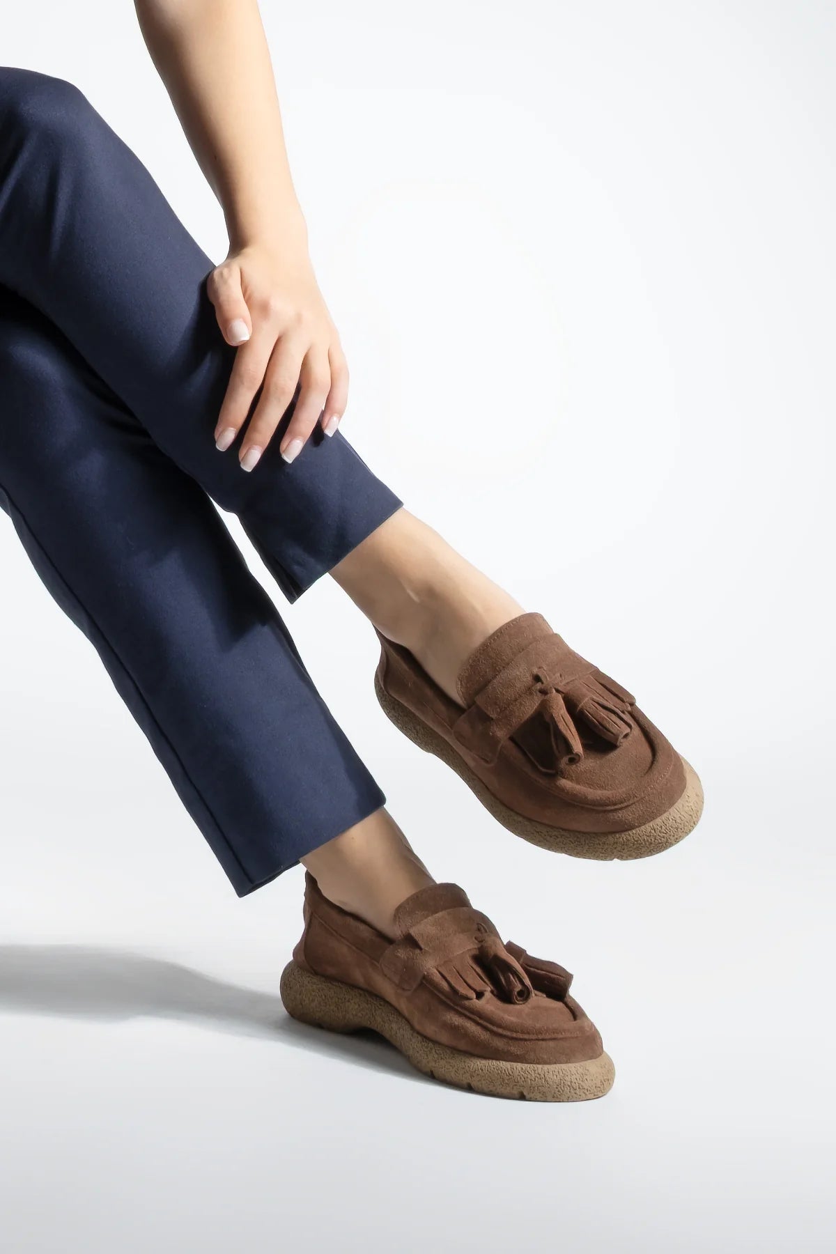 Women's Genuine Leather Loafer Casual Shoes Suma - Brown Suede