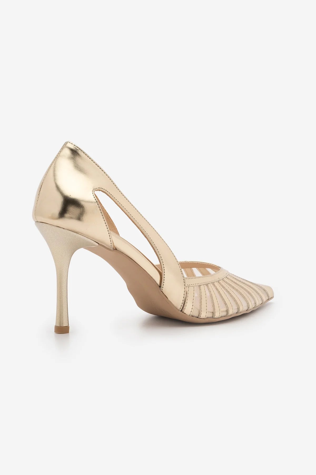 KORIVA Gold Mesh Pointed-Toe Classic Stiletto Heels