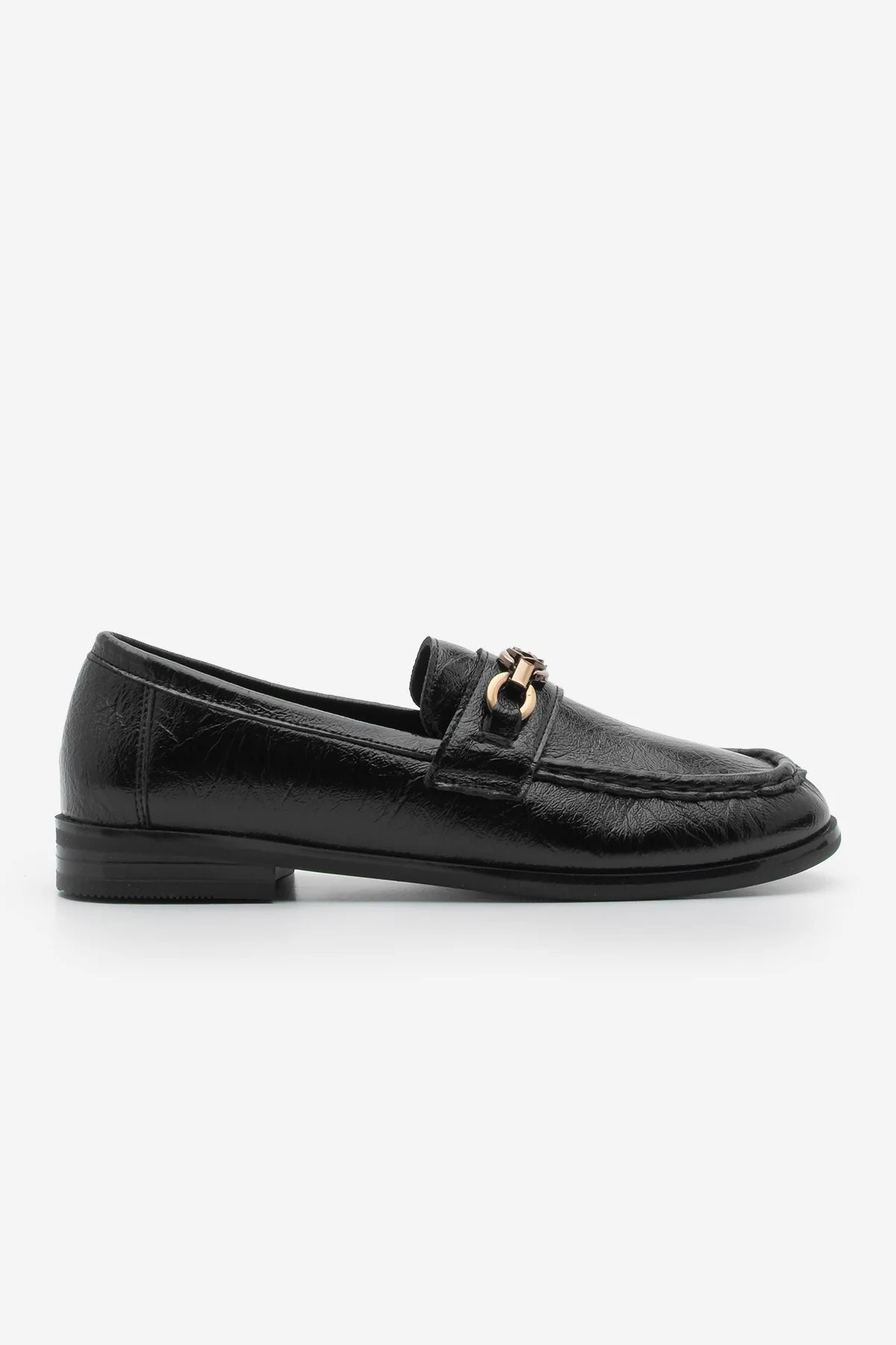 Women's Loafer Buckled Casual Shoes Barfin - Black