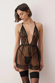 Black Tulle Plain Uncapped Babydoll