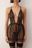 Black Tulle Plain Uncapped Babydoll