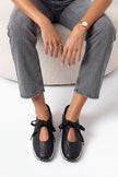 Leyro – Black Women’s Lace-Up Mary Jane Sneaker Flats