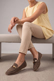 ARITE Brown Suede Embellished Women's Loafers