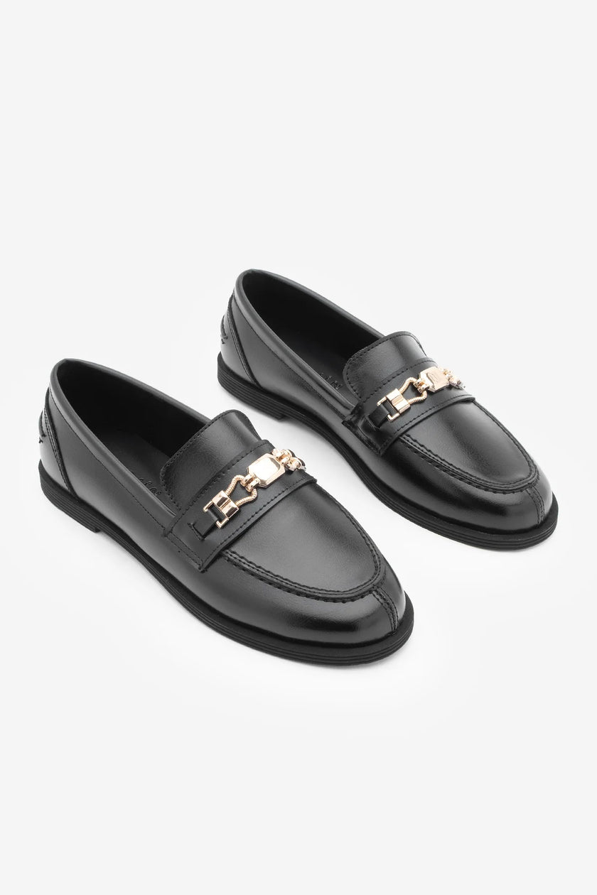 Zamira Women's Buckled Loafer Casual Shoes - Black