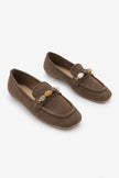 ARITE Brown Suede Embellished Women's Loafers