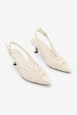 ONVELA Ecru Woven Mesh Pointed Toe Women’s Stiletto Heels