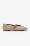 LATARI Beige Suede Embellished Mary Jane Women's Ballet Flats