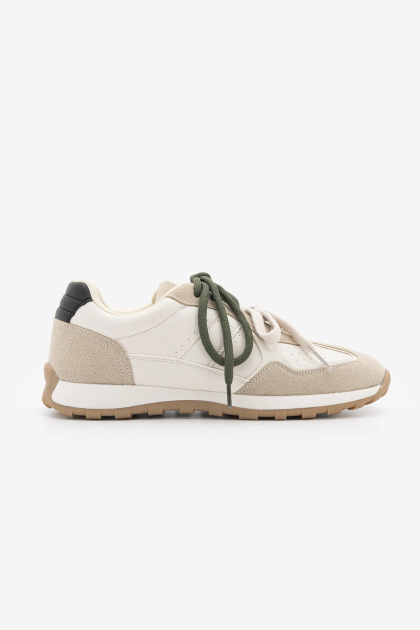 Asune White Multi-Panel Lace-Up Casual Women's Sneakers