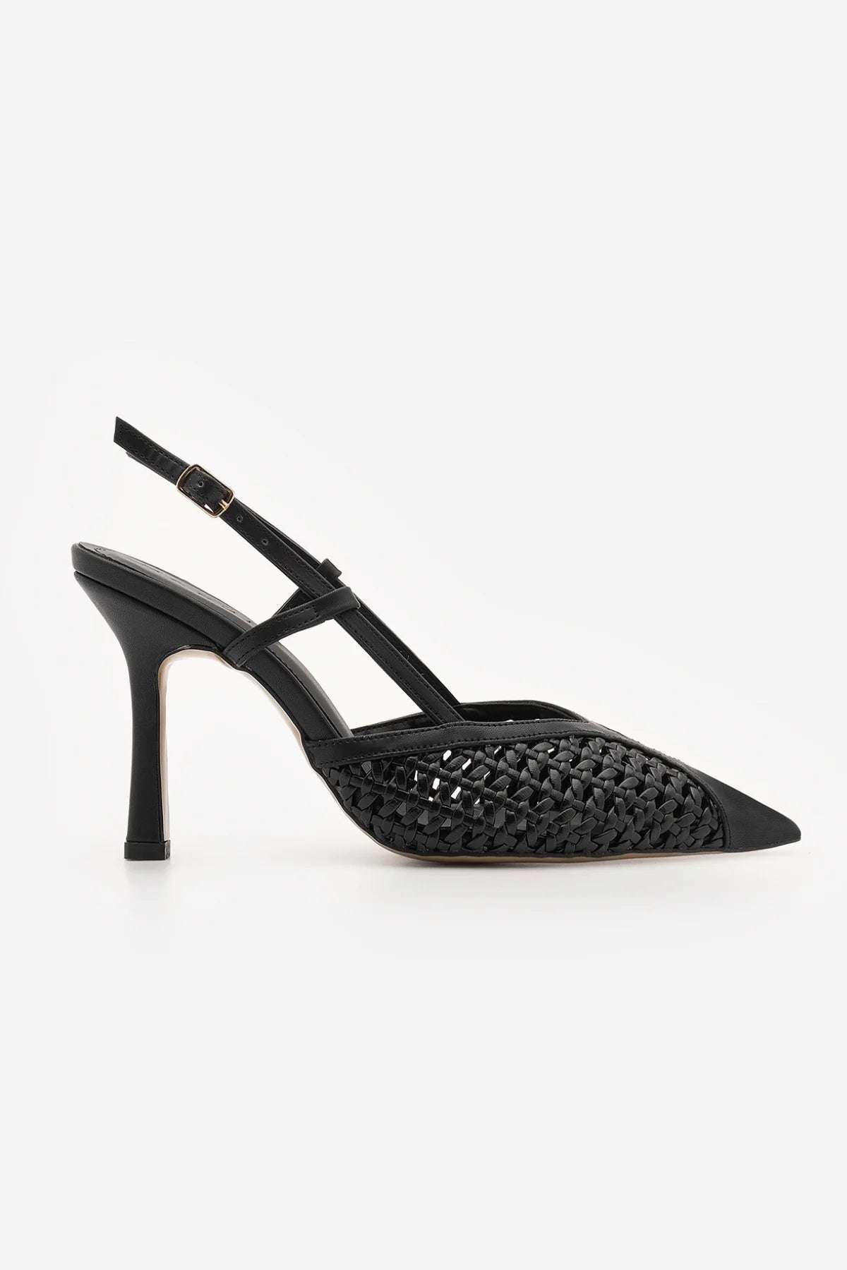BALESI Black Handwoven Pointed Toe Stiletto Heels | FOOTWEAR | Heels | Lebbse BALESI Black Handwoven Pointed Toe Stiletto Heels | FOOTWEAR | Heels | Lebbse