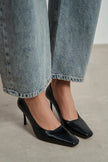 ZIVY Black Rustic Patterned Blunder Toe Closed Heel Women’s Shoes