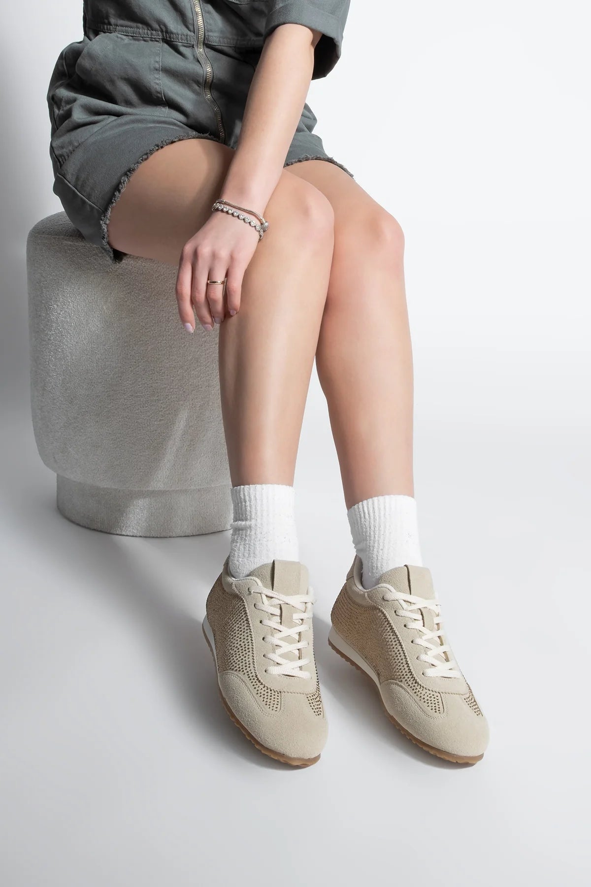 Women's Sneaker Stoned Sports Shoes Dorni - Beige Suede