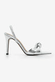 Zorin Silver Women’s Pointed Toe Knotted Heeled Sandals