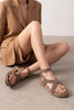 ROLISE Camel Suede Genuine Leather Toe-Post Women's Sandals