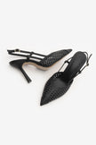 BALESI Black Handwoven Pointed Toe Stiletto Heels