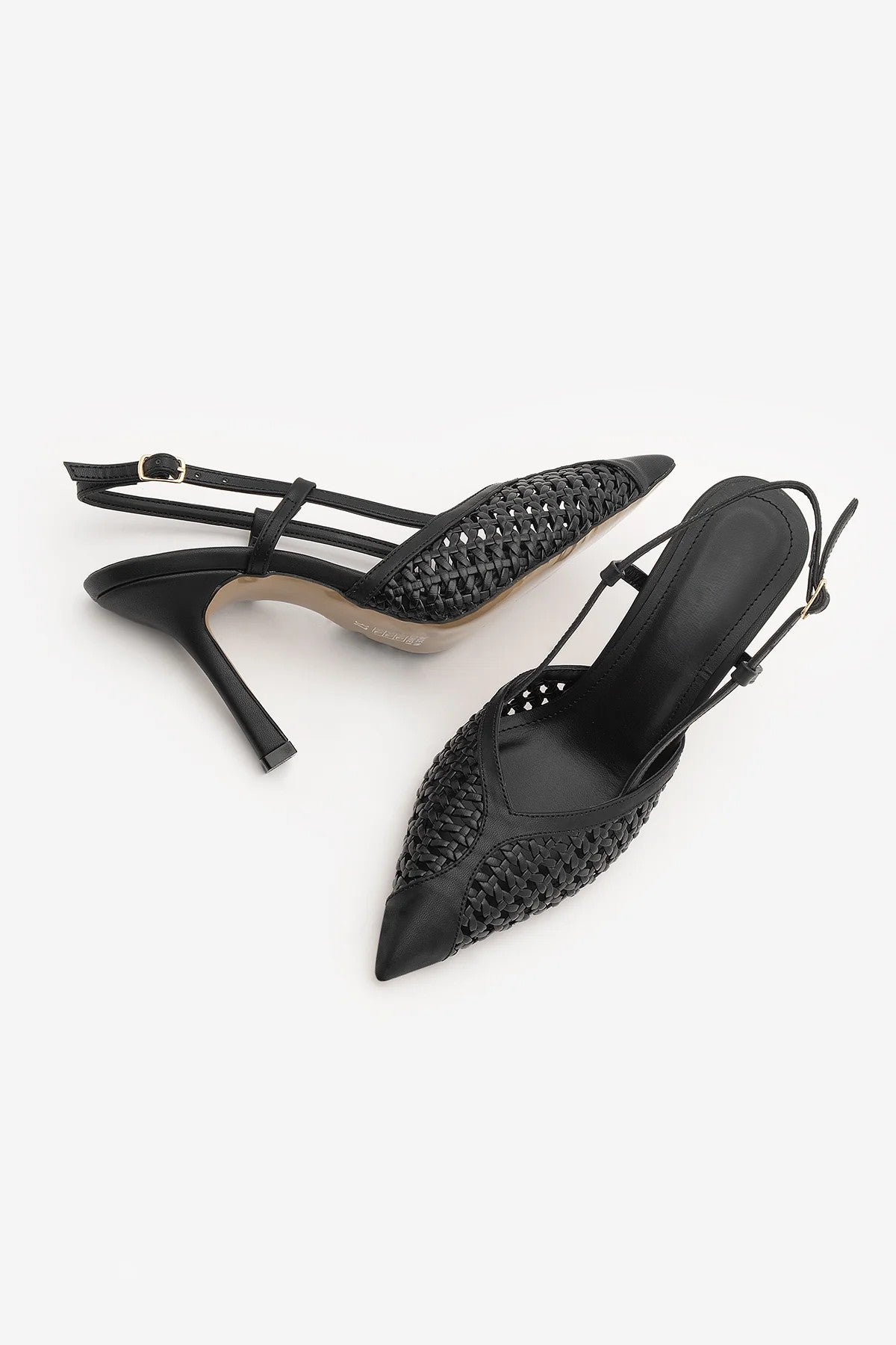 BALESI Black Handwoven Pointed Toe Stiletto Heels | FOOTWEAR | Heels | Lebbse BALESI Black Handwoven Pointed Toe Stiletto Heels | FOOTWEAR | Heels | Lebbse