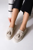 Women's Genuine Leather Loafer Casual Shoes Suma - Beige Suede