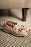 Women's Genuine Leather Loafer Casual Shoes Suma - Beige Suede