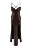 Brown Satin-Woven Nightgown with Slits