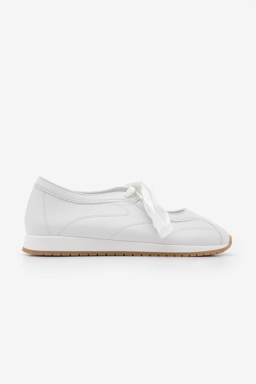 Leyro – White Women’s Lace-Up Mary Jane Sneaker Flats