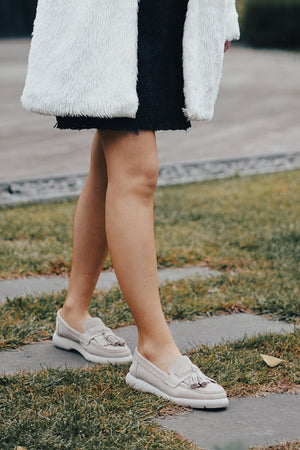 Women's Genuine Leather Loafer Casual Shoes Suma - Beige Suede