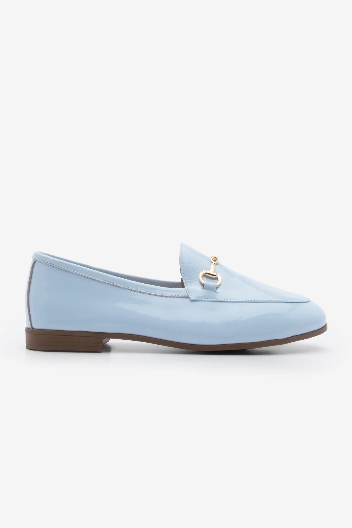 Women's Genuine Leather Chain Loafer Shoes Tanle - Blue Patent Leather