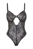 Black Lace Cut-Out Detailed Rope Strap Snap Knit Bodysuit