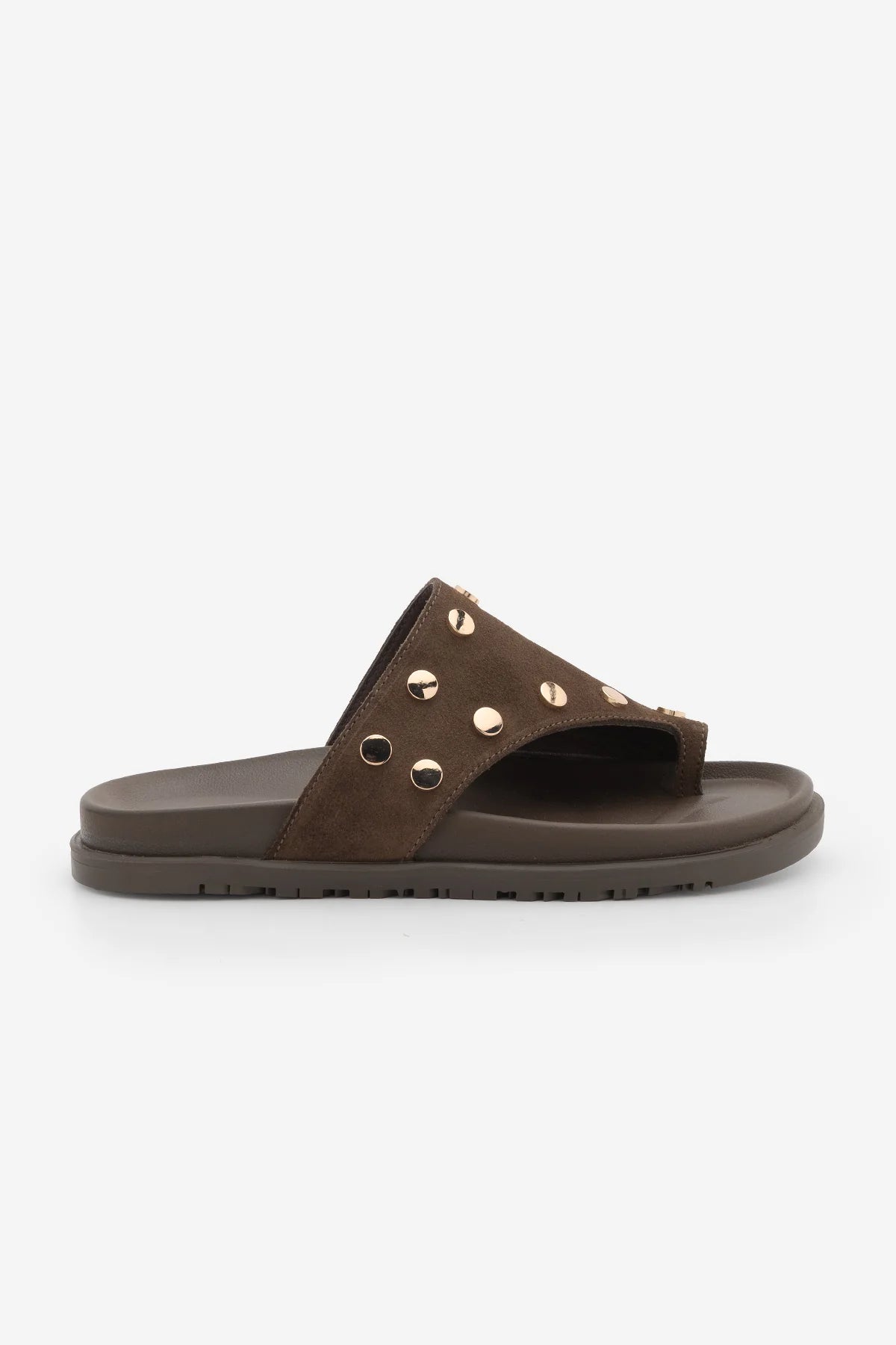 Nobi Coffee Suede Women’s Genuine Leather Studded Thong Casual Slippers | FOOTWEAR | Slipper | Lebbse Nobi Coffee Suede Women’s Genuine Leather Studded Thong Casual Slippers | FOOTWEAR | Slipper | Lebbse
