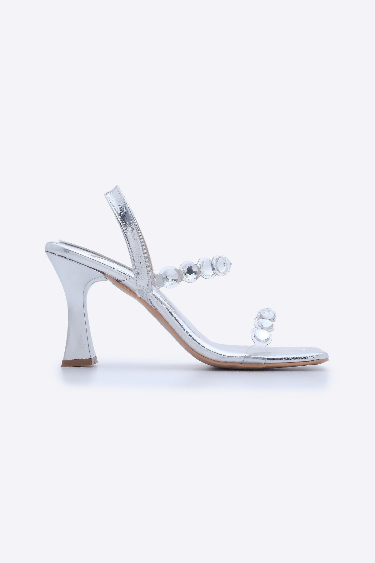Women's Stone Heeled Shoes Pakra - Silver