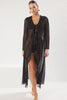 Black Maxi Ruffle Woven Collar Detailed Beach Dress