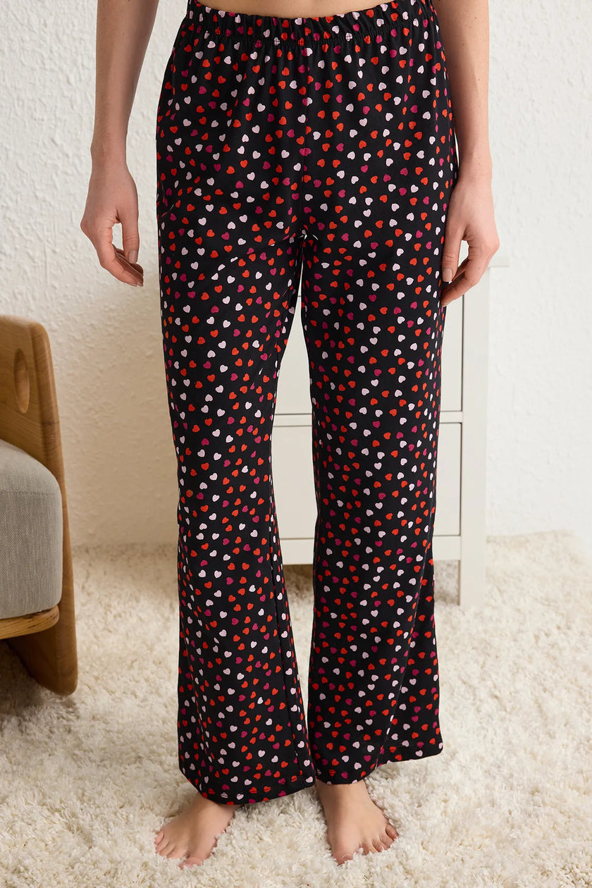 Black 100% Cotton Heart and Slogan Knitted Pajama Set