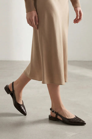 Tafiza Brown Croco Women’s Pointed Toe Casual Flats