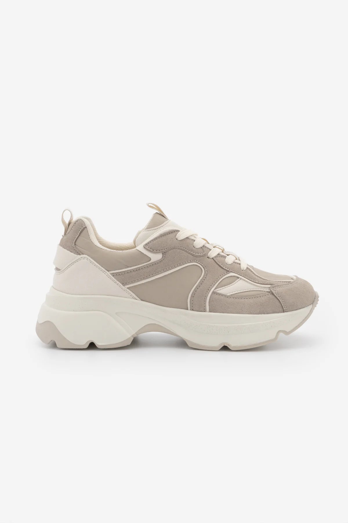 MERITA Beige Suede Chunky Platform Women's Sneakers