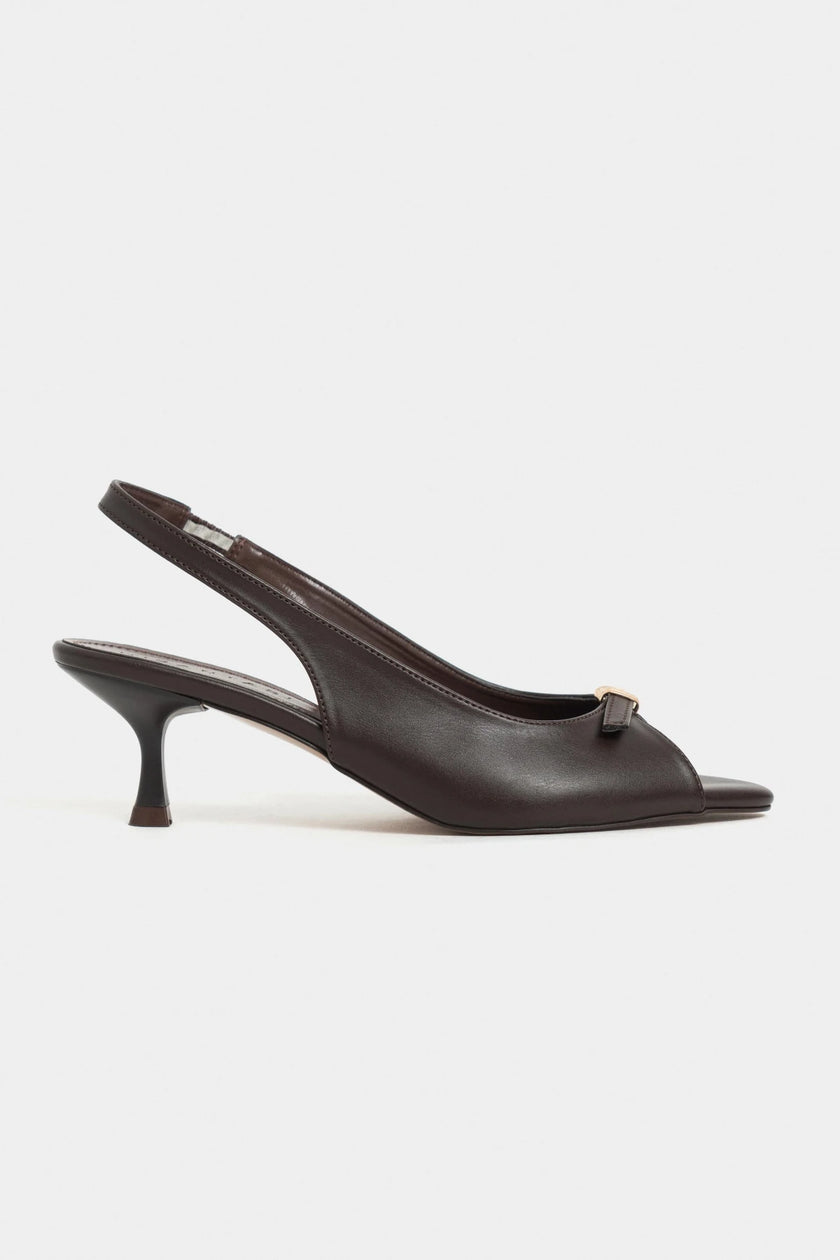 RONE Coffee Matte Leather Pointed Toe Open Buckle Women’s Shoes