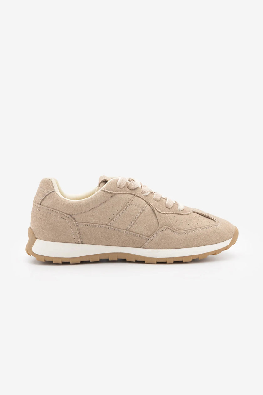 Asune Beige Suede Multi-Panel Lace-Up Women's Sneakers