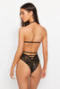Black Lace Rope Strap Snap Knitted Bodysuit
