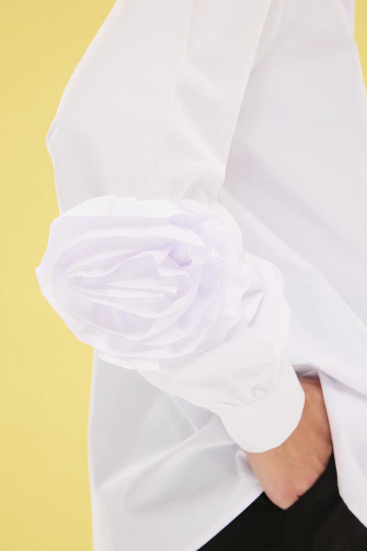 White Rose Detailed Poplin Woven Stylish Shirt