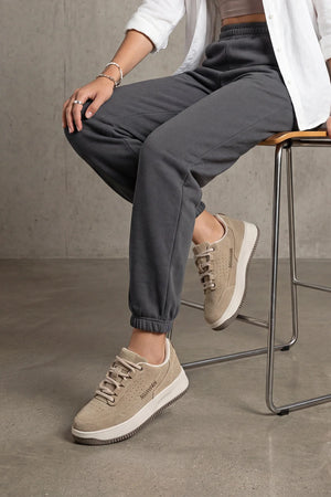Loske Camel Suede Women’s Thick Sole Sneakers