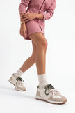 Asune White Multi-Panel Lace-Up Casual Women's Sneakers