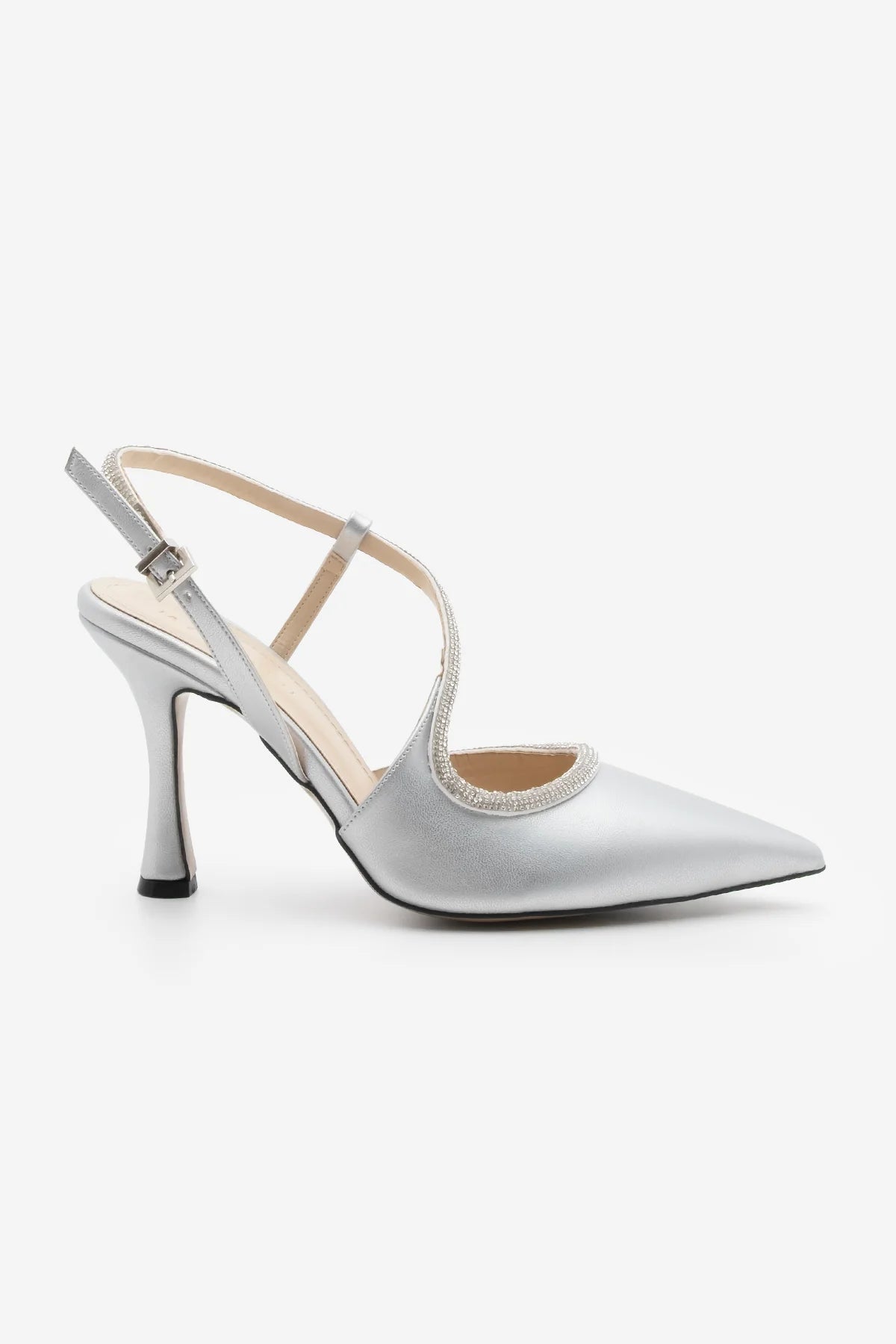 Women's Stiletto Stoned Heel Shoes Milasa - Silver