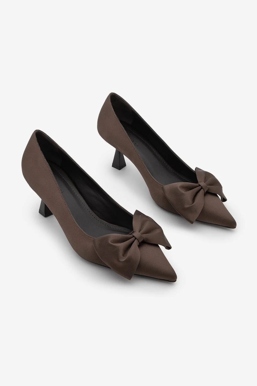 Esilas Coffee Satin Women’s Stiletto Heel Shoes