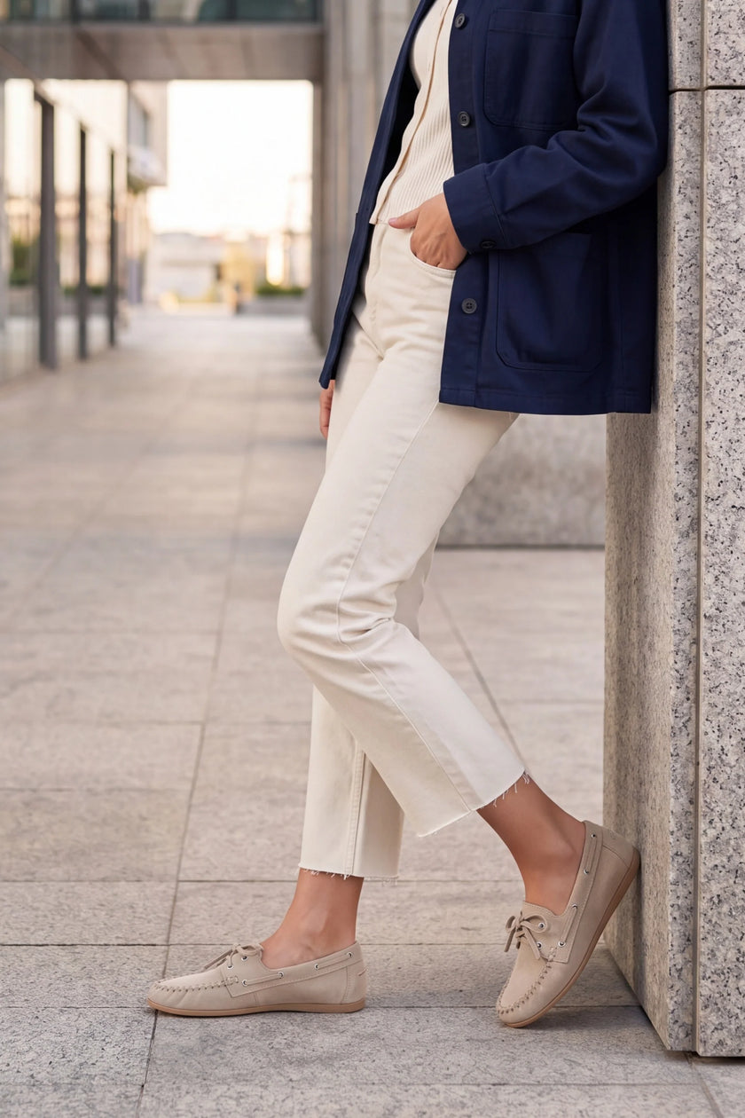 Rudez – Beige Suede Genuine Leather Loafers
