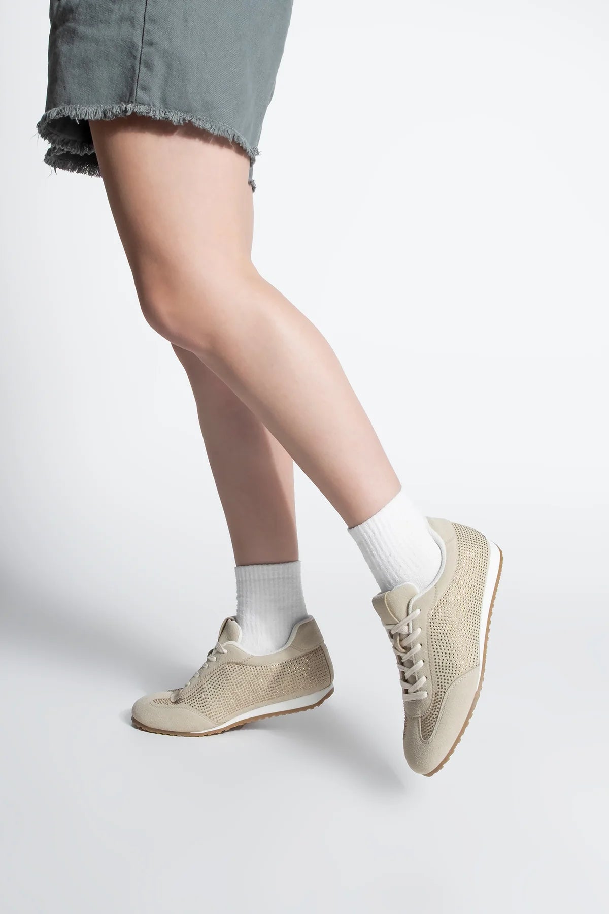 Women's Sneaker Stoned Sports Shoes Dorni - Beige Suede