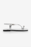 ZAREV Silver Embellished Toe-Post Women's Casual Flat Sandals